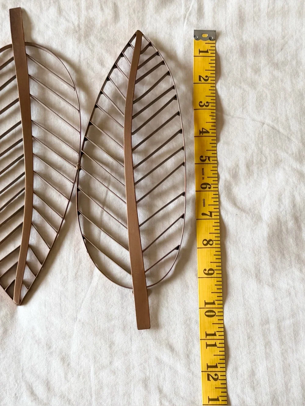 Neutral Bronze Metal Leaf Wall Decor - Modern Gold Accent